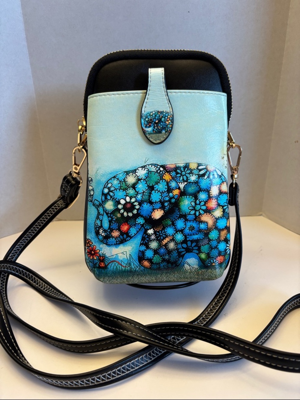 Aphison Floral Elephant Crossbody Phone Bag